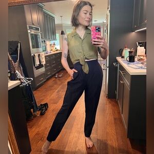 Vintage dark blue linen trousers